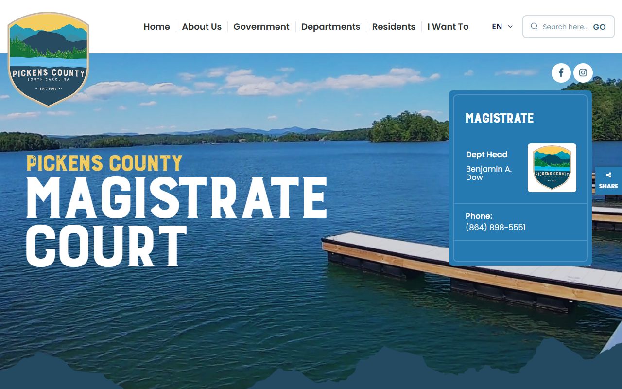 Pickens County Circuit Court lower court contact and Magistrate Court page