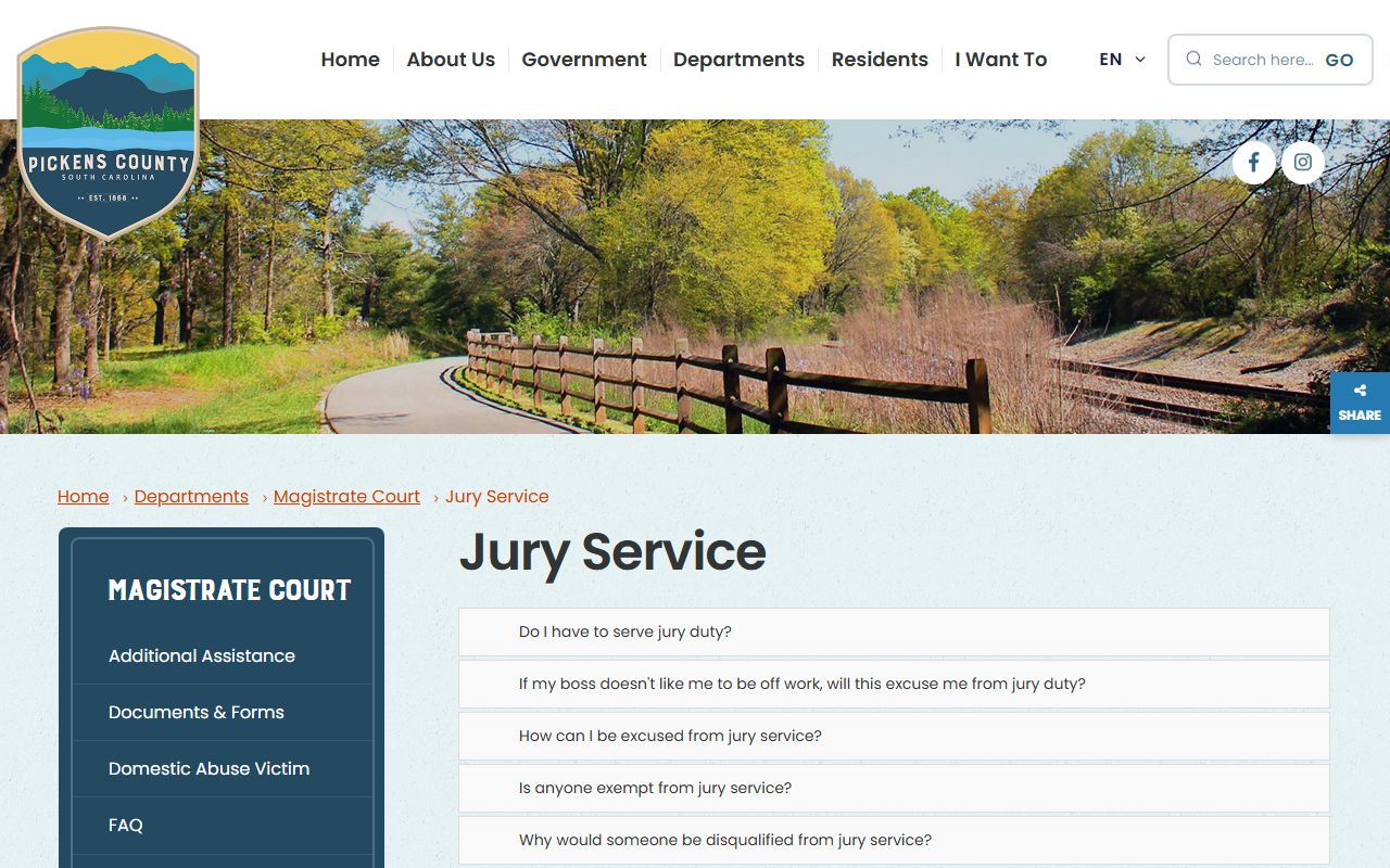 Pickens County Circuit Court and Magistrate Court jury service