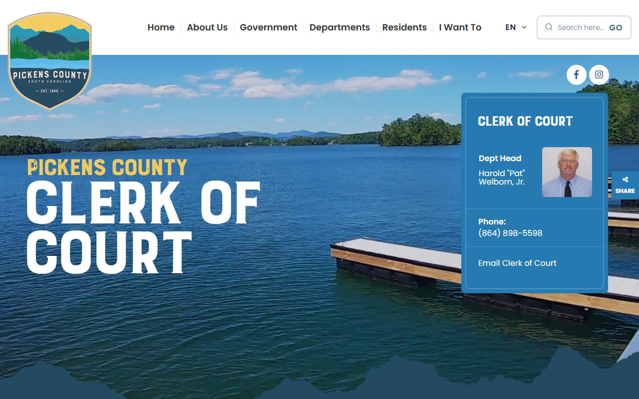 Pickens County Clerk of Court records page