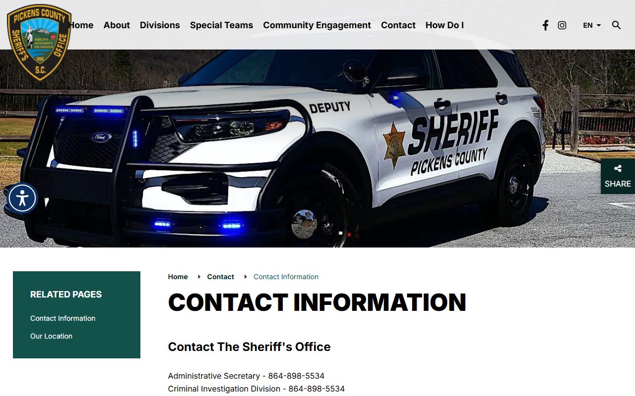 Pickens County arrest records sheriff contact channels