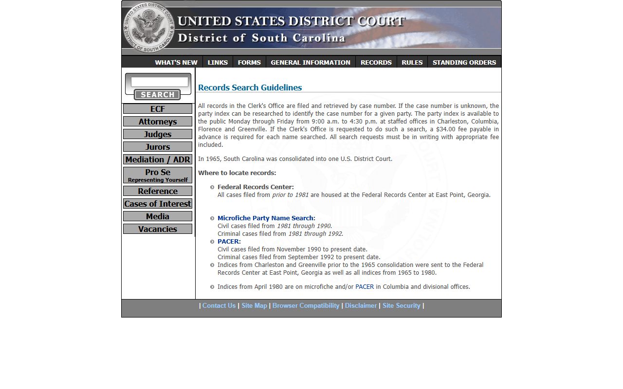 Pickens County court dockets federal case information
