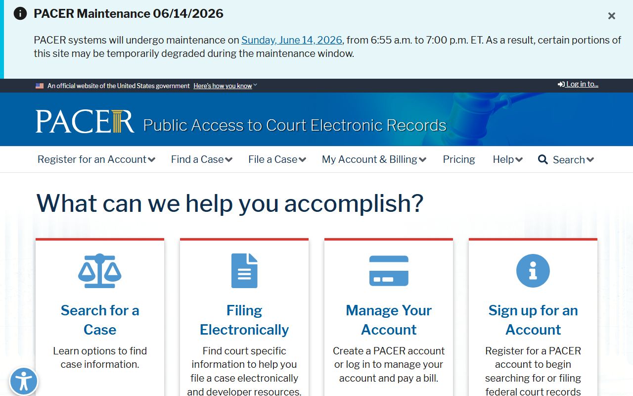 Pickens County court dockets PACER federal access