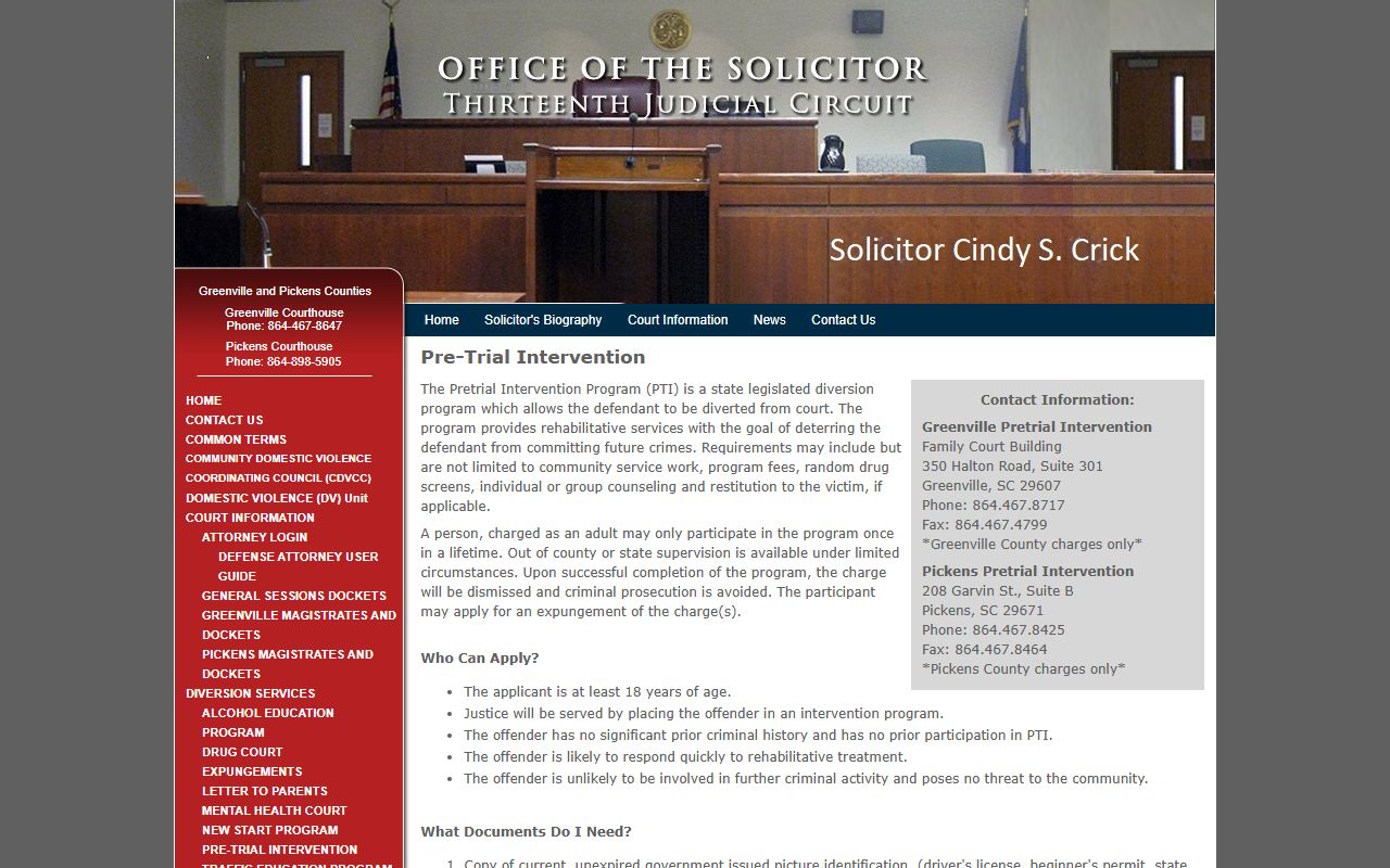 Pickens County criminal court records pretrial intervention