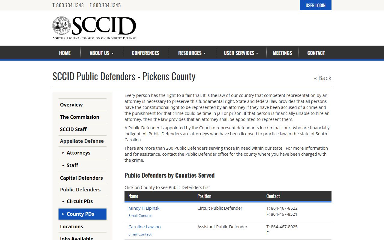 Pickens County court records public defender listing