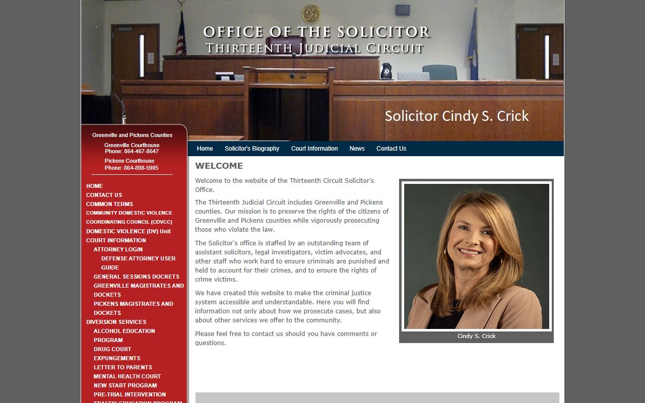 Pickens County court records and Thirteenth Judicial Circuit Solicitor