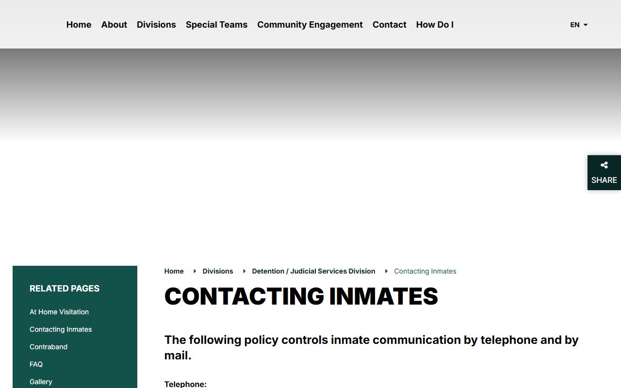 Pickens County inmate records contacting inmates rules