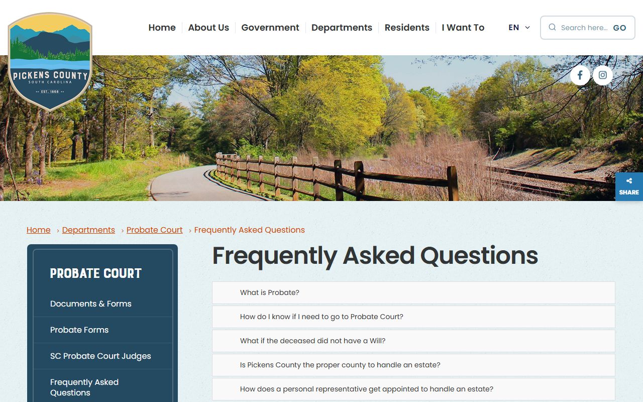 Pickens County probate records Probate Court FAQ